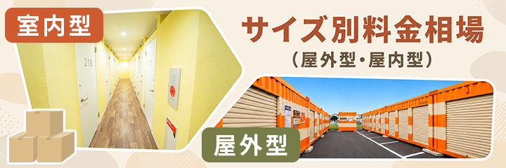 サイズ別料金相場(屋外型・屋内型)を表す画像